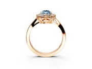 Starburst Halo Engagement Ring Setting for Fancy Blue Marquise Center with Flat Cathedral Band and Prong Head in Rose Gold