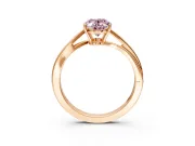 Solitaire Engagement Ring Setting for Fancy Pink Oval Center with Plain Bypass Twist Band and Prong Head in Rose Gold