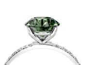 Solitaire Engagement Ring Setting for Fancy Green Round Cut Center with Fine Pave Accents and Prong Head in Sterling Silver