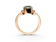 Solitaire Engagement Ring Setting for Fancy Green Princess Cut Center with Twisted Band and Scroll Prong Head in Rose Gold