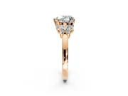 Solitaire Engagement Ring Setting for Heart-Shaped Center with Marquise Flower Shoulders and Prong Head in Rose Gold