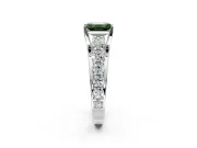 Solitaire Engagement Ring Setting for Fancy Green Emerald Cut Center with Graduated Shared Prongs and Prong Head in Platinum