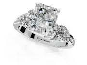 Solitaire Engagement Ring Setting for Radiant Cut Center with Marquise Accent Twist Band and Prong Head in Sterling Silver