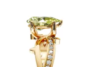 Solitaire Engagement Ring Setting for Fancy Yellow Pear-Shaped Center with Pave and Plain Crossover Band and Prong Head in Yellow Gold