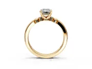 Solitaire Engagement Ring Setting for Emerald Cut Center with Beaded Shoulders and Prong Head in Yellow Gold
