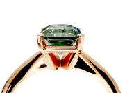 Solitaire Engagement Ring Setting for Fancy Green Radiant Cut Center with Knife Ridge Band and Claw Prong Head in Rose Gold