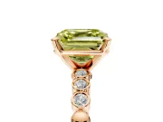 Solitaire Engagement Ring Setting for Fancy Yellow Asscher Cut Center with Bezel-Dot Beaded Band and Prong Head in Rose Gold
