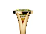 Solitaire Engagement Ring Setting for Fancy Yellow Emerald Cut Center with V Split Shank and Bezel Head in Yellow Gold