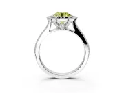 Halo Engagement Ring Setting for Fancy Yellow Round Cut Center with Milgrain Pave Band and Bezel Head in Sterling Silver