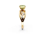 Solitaire Engagement Ring Setting for Fancy Yellow Asscher Cut Center with Criss-Cross Accent Band and Prong Head in Yellow Gold