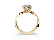 Solitaire Engagement Ring Setting for Heart-Shaped Center with Pave and Plain Crossover Band and Prong Head in Yellow Gold