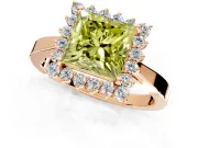 Starburst Halo Engagement Ring Setting for Fancy Yellow Princess Cut Center with Flat Cathedral Band and Prong Head in Rose Gold