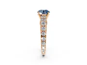 Solitaire Engagement Ring Setting for Fancy Blue Round Cut Center with Pave Cathedral Shoulders and Prong Head in Rose Gold