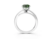 Solitaire Engagement Ring Setting for Fancy Green Round Cut Center with Basket Rail and Prong Head in Sterling Silver