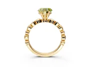 Solitaire Engagement Ring Setting for Fancy Yellow Heart-Shaped Center with Beaded Bezel Station Band and Prong Head in Yellow Gold