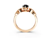 Leaf Engagement Ring Setting for Fancy Black Pear-Shaped Center with Milgrain Accent Band and Prong Head in Rose Gold