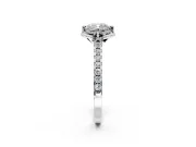 Floral Engagement Ring Setting for Cushion Cut Center with Pave Band and Floral Prong Head in Platinum