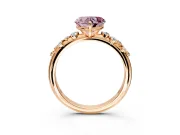Cluster Engagement Ring Setting for Fancy Pink Heart-Shaped Center with Round Cut Accent Band and Prong Head in Rose Gold
