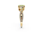 Solitaire Engagement Ring Setting for Fancy Yellow Radiant Cut Center with Narrow Twist Pave Band and Prong Head in Yellow Gold