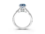 Solitaire Engagement Ring Setting for Fancy Blue Round Cut Center with Pave Rail Split Shank and Prong Head in Platinum