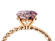 Solitaire Engagement Ring Setting for Fancy Pink Heart-Shaped Center with Plain Twisted Rope Band and Prong Head in Rose Gold
