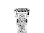 Solitaire Engagement Ring Setting for Emerald Cut Center with Graduated Shared Prongs and Prong Head in Sterling Silver