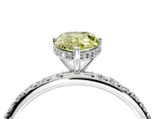 Hidden Halo Engagement Ring Setting for Fancy Yellow Pear-Shaped Center with Pave Band and Prong Head in Platinum