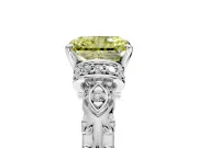 Solitaire Engagement Ring Setting for Fancy Yellow Radiant Cut Center with Filigree Band and Prong Head in Sterling Silver