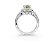 Solitaire Engagement Ring Setting for Fancy Yellow Oval Center with Filigree Accent Basket and Prong Head in Platinum