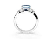 Solitaire Engagement Ring Setting for Fancy Blue Asscher Cut Center with Marquise Flower Shoulders and Prong Head in White Gold