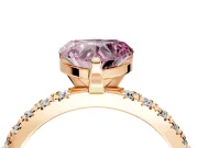 Solitaire Engagement Ring Setting for Fancy Pink Heart-Shaped Center with Fine Pave Band and Claw Prong Head in Rose Gold