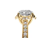 Floral Engagement Ring Setting for Cushion Cut Center with Four Accent Clusters and Prong Head in Yellow Gold