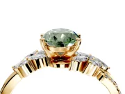 Solitaire Engagement Ring Setting for Fancy Green Pear-Shaped Center with Marquise Accent Twist Band and Prong Head in Yellow Gold