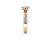 Solitaire Engagement Ring Setting for Oval Center with Channel-Set Accents and Prong Head in Yellow Gold