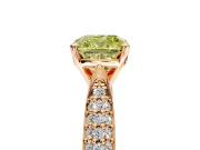Solitaire Engagement Ring Setting for Fancy Yellow Cushion Cut Center with Multi-Row Accents and Prong Head in Rose Gold