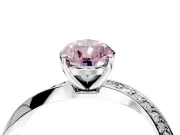 Side Accent Engagement Ring Setting for Fancy Pink Pear-Shaped Center with Accent Shoulders and Prong Head in White Gold