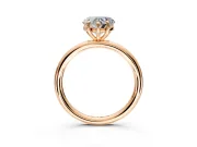 Low-Set Solitaire Engagement Ring Setting for Heart-Shaped Center with Thin Plain Band and Prong Head in Rose Gold