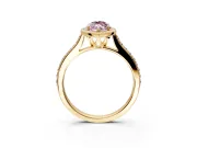 Halo Engagement Ring Setting for Fancy Pink Marquise Center with Pave Accents, Heart Basket and Prong Head in Yellow Gold
