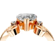 Solitaire Engagement Ring Setting for Heart-Shaped Center with Twisted Band and Scroll Prong Head in Rose Gold