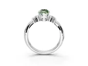Solitaire Engagement Ring Setting for Fancy Green Marquise Center with Grooved Bar Accent Band and Prong Head in White Gold
