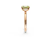 Hidden Halo Engagement Ring Setting for Fancy Yellow Asscher Cut Center with Thin Round-Wire Band and Prong Head in Rose Gold