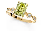Solitaire Engagement Ring Setting for Fancy Yellow Emerald Cut Center with Milgrain Bezel Accents and Prong Head in Yellow Gold