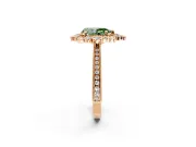 Milgrain Halo Engagement Ring Setting for Fancy Green Pear-Shaped Center with Bezel Point Accents and Prong Head in Rose Gold