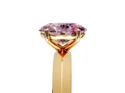 Solitaire Engagement Ring Setting for Fancy Pink Oval Center with Wide Knife Ridge Band and Prong Head in Yellow Gold