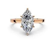 Solitaire Engagement Ring Setting for Marquise Center with Basket Rail and Prong Head in Rose Gold