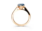 Solitaire Engagement Ring Setting for Fancy Blue Heart-Shaped Center with Channel Accents and Prong Head in Rose Gold