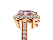 Floral Halo Engagement Ring Setting for Fancy Pink Pear-Shaped Center with Large Halo Accents and Prong Head in Rose Gold