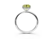 Hidden Halo Engagement Ring Setting for Fancy Yellow Round Cut Center with Thin Round-Wire Band and Prong Head in Sterling Silver