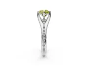 Solitaire Engagement Ring Setting for Fancy Yellow Cushion Cut Center with Milgrain Cathedral Band and Prong Head in White Gold