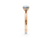 Low-Set Solitaire Engagement Ring Setting for Fancy Blue Princess Cut Center with Thin Plain Band and Prong Head in Rose Gold